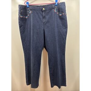 Ruby Rd Jeans Womens Size 24w Pink &‎ Turquoise Flower Beads Denim Pants NWT